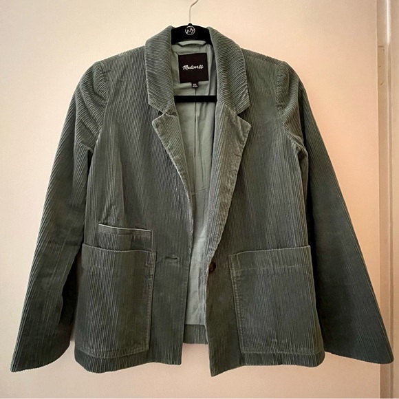 Madewell Corduroy Crop Dorset Blazer in Faded Shale, XXS, Excellent Condition - Picture 2 of 2
